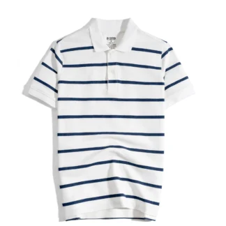 Áo Thun Polo By Cotton Pique 2.0 Trắng In Sọc X.Đen