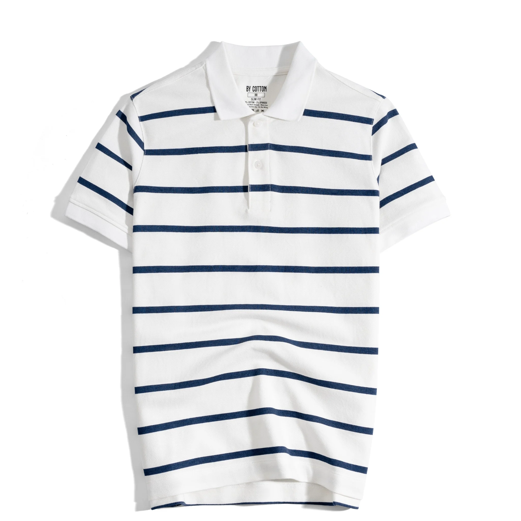Áo Thun Polo By Cotton Pique 2.0 Trắng In Sọc X.Đen