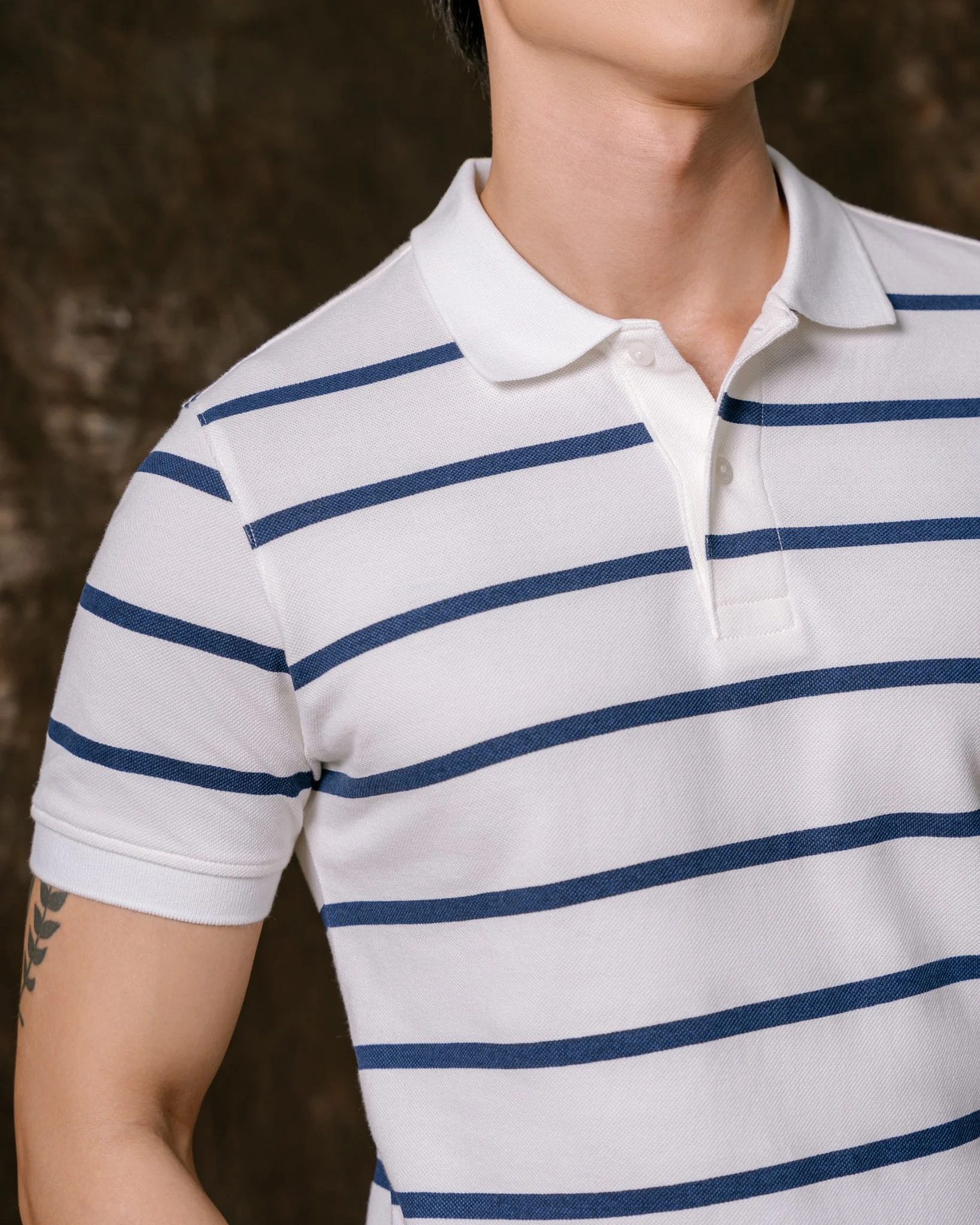 Áo Thun Polo By Cotton Pique 2.0 Trắng In Sọc X.Đen - Ảnh 2